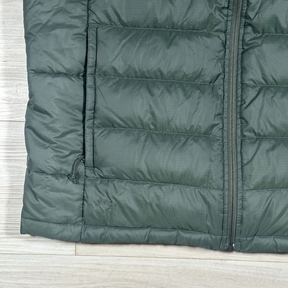 The North Face 550 Mens Down Puffer Vest Size Large Green Outdoors Insulated EUC